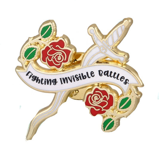 Fighting Invisible Battles Pin - Positive Mentality Boutique 